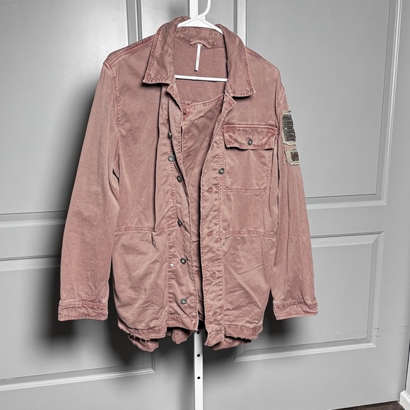 Free People Beaded Embroidered Military Inspired Utility Jacket SZ L - Picture 6 of 8